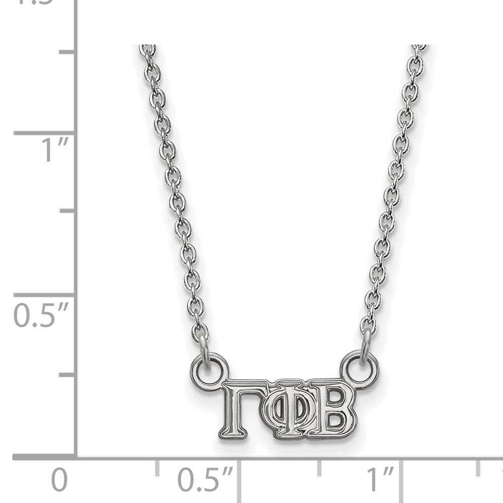 Sterling Silver Rhodium-plated LogoArt Gamma Phi Beta Sorority Greek Letters Extra Small Pendant 18 inch Necklace