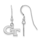 Sterling Silver Rhodium-plated LogoArt Georgia Institute of Technology G-T Extra Small Dangle Wire Earrings