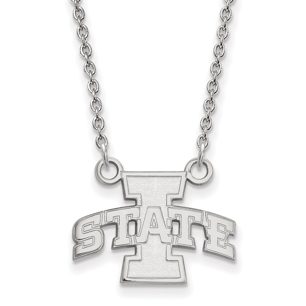 10k White Gold LogoArt Iowa State University Small Pendant 18 inch Necklace