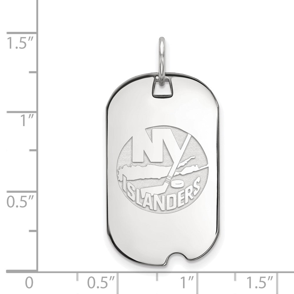 Sterling Silver Rhodium-plated NHL LogoArt New York Islanders Small Dog Tag Pendant