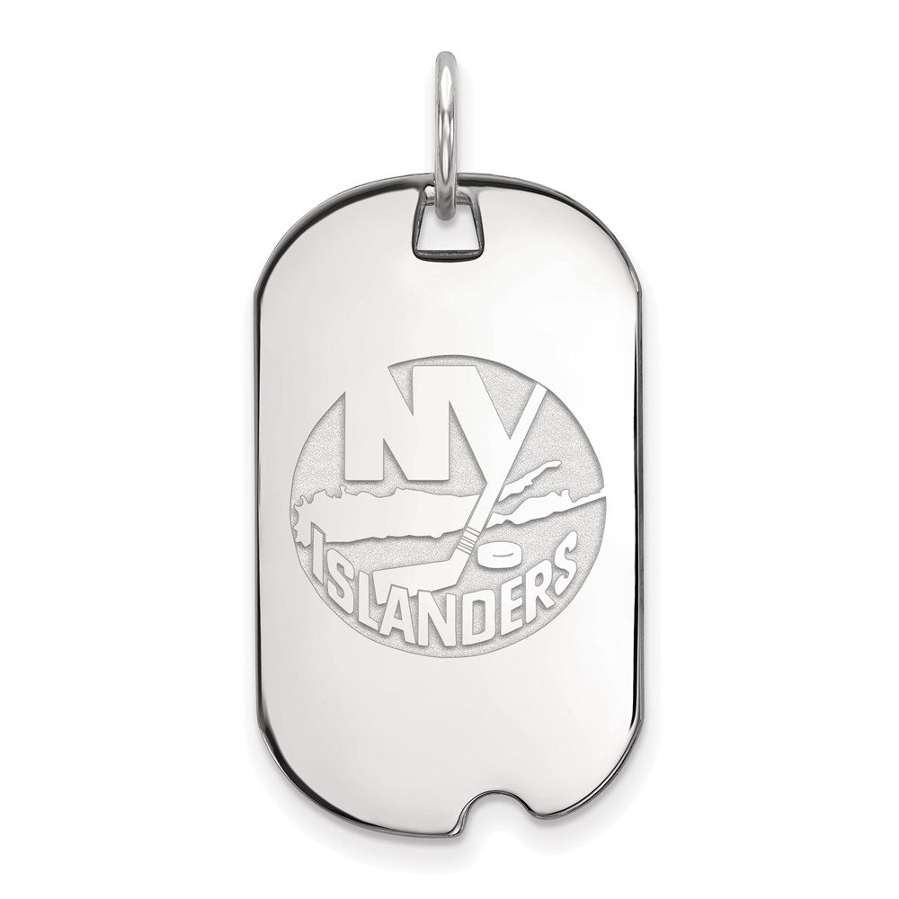 Sterling Silver Rhodium-plated NHL LogoArt New York Islanders Small Dog Tag Pendant