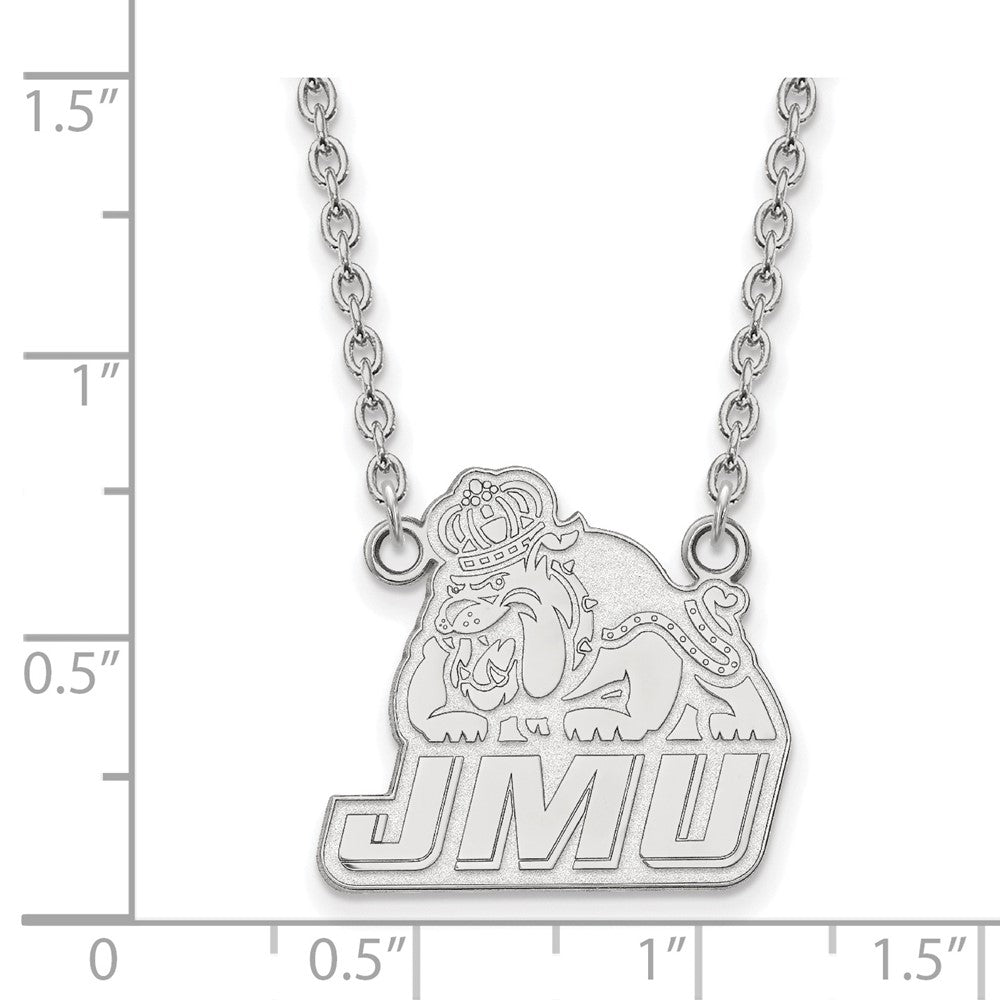 14k White Gold LogoArt James Madison University Large Pendant 18 inch Necklace