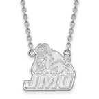 Sterling Silver Rhodium-plated LogoArt James Madison University Large Pendant 18 inch Necklace