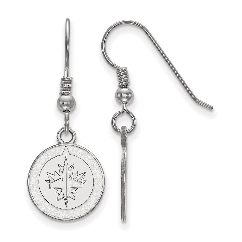 Sterling Silver Rhodium-plated NHL LogoArt Winnipeg Jets Small Dangle Earrings