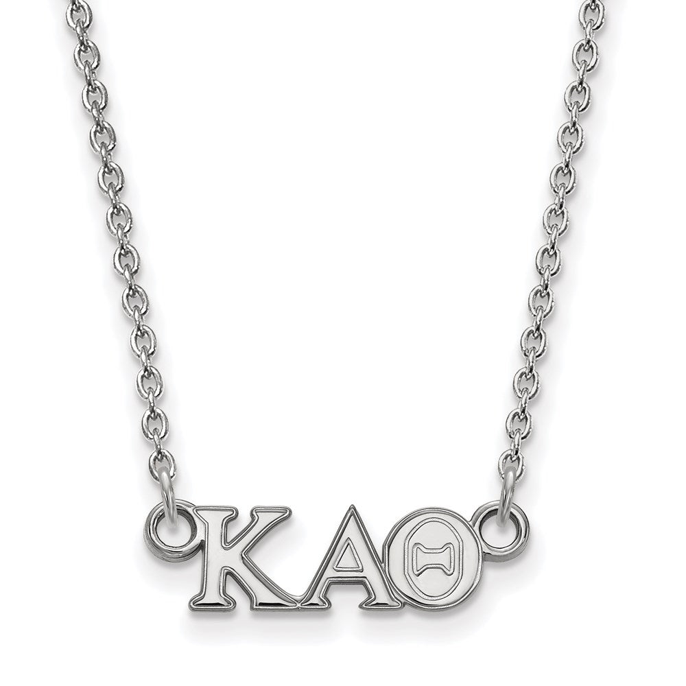 Sterling Silver Rhodium-plated LogoArt Kappa Alpha Theta Sorority Greek Letters Extra Small Pendant 18 inch Necklace