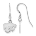 Sterling Silver Rhodium-plated LogoArt Kansas State University Wildcat Extra Small Dangle Wire Earrings