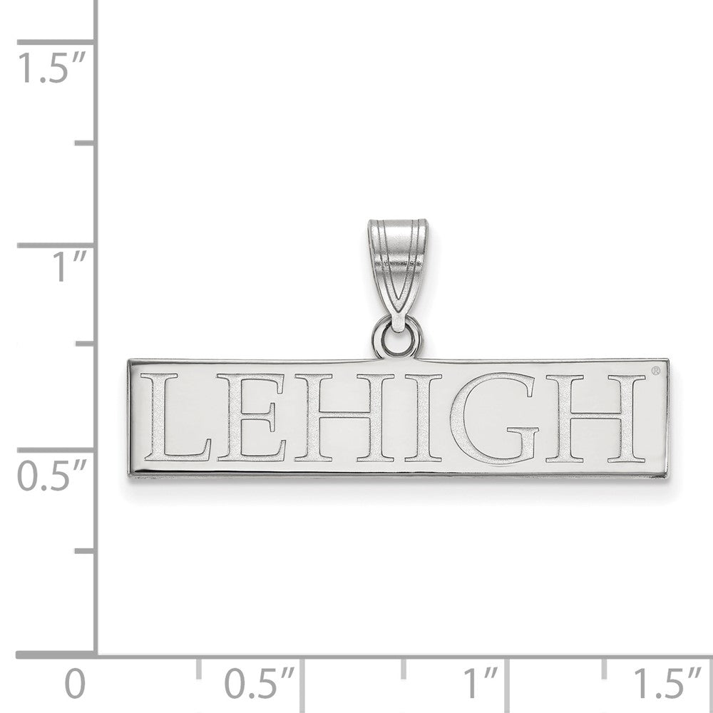 14k White Gold LogoArt Lehigh University Large Bar Pendant