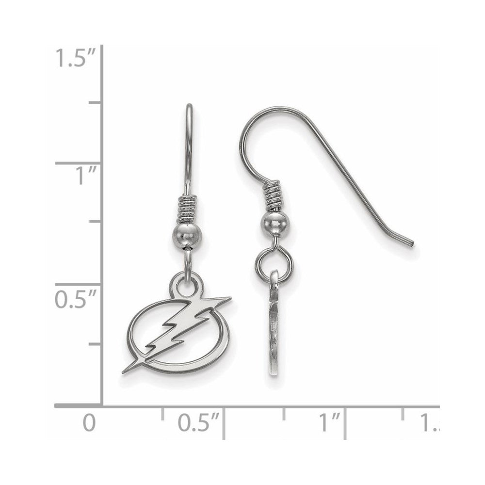Sterling Silver Rhodium-plated NHL LogoArt Tampa Bay Lightning Extra Small Dangle Wire Earrings