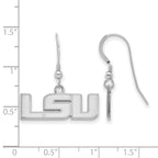 Sterling Silver Rhodium-plated LogoArt Louisiana State University L-S-U Small Dangle Wire Earrings