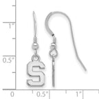 Sterling Silver Rhodium-plated LogoArt Michigan State University Letter S Extra Small Dangle Wire Earrings