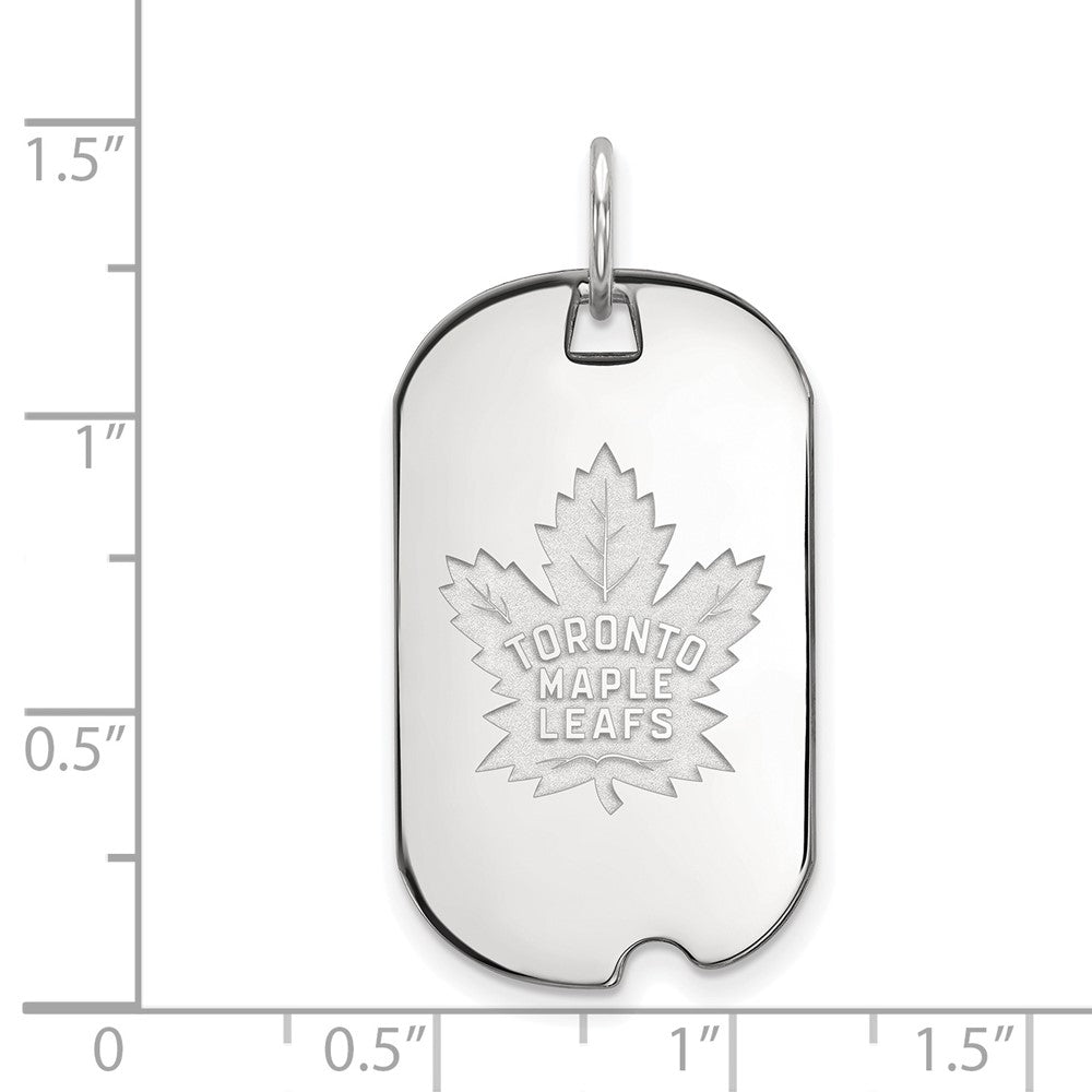 Sterling Silver Rhodium-plated NHL LogoArt Toronto Maple Leafs Small Dog Tag Pendant