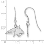 Sterling Silver Rhodium-plated LogoArt Montana State University Bobcat Small Dangle Wire Earrings