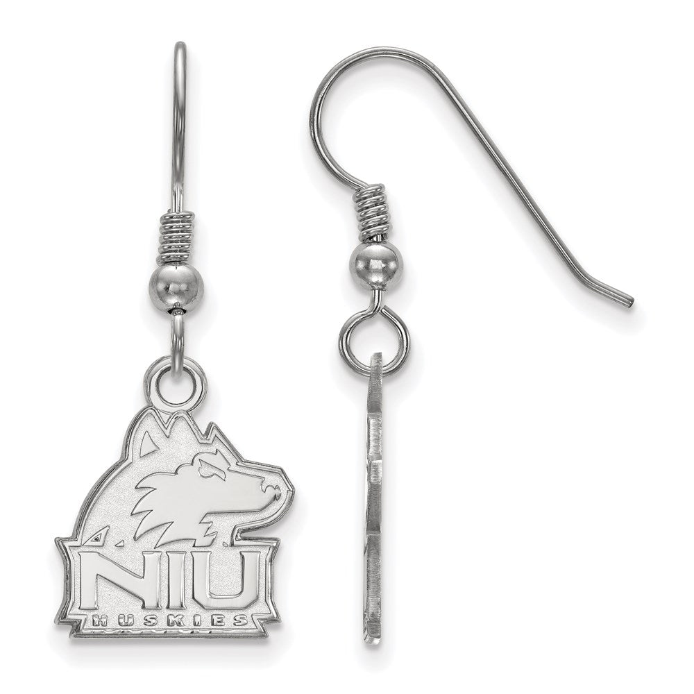 Sterling Silver Rhodium-plated LogoArt Northern Illinois University N-I-U Huskies Small Dangle Wire Earrings