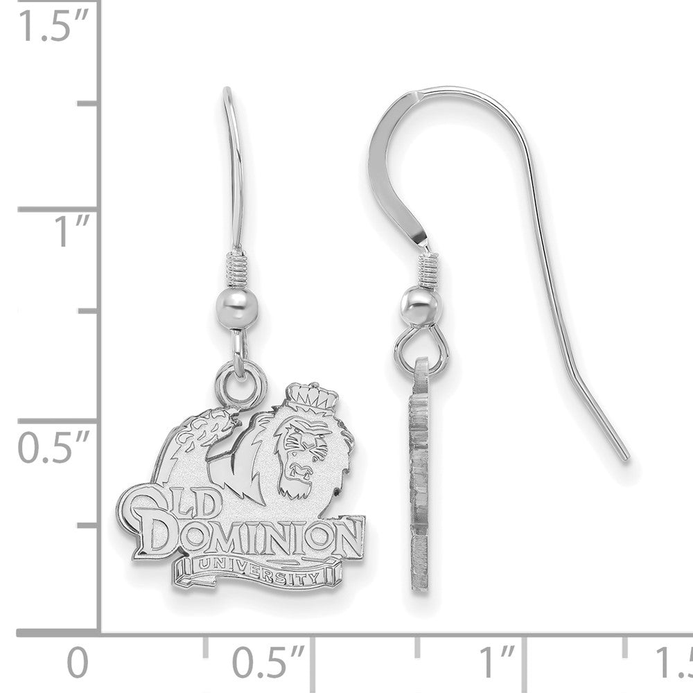 Sterling Silver Rhodium-plated LogoArt Old Dominion University Small Dangle Wire Earrings