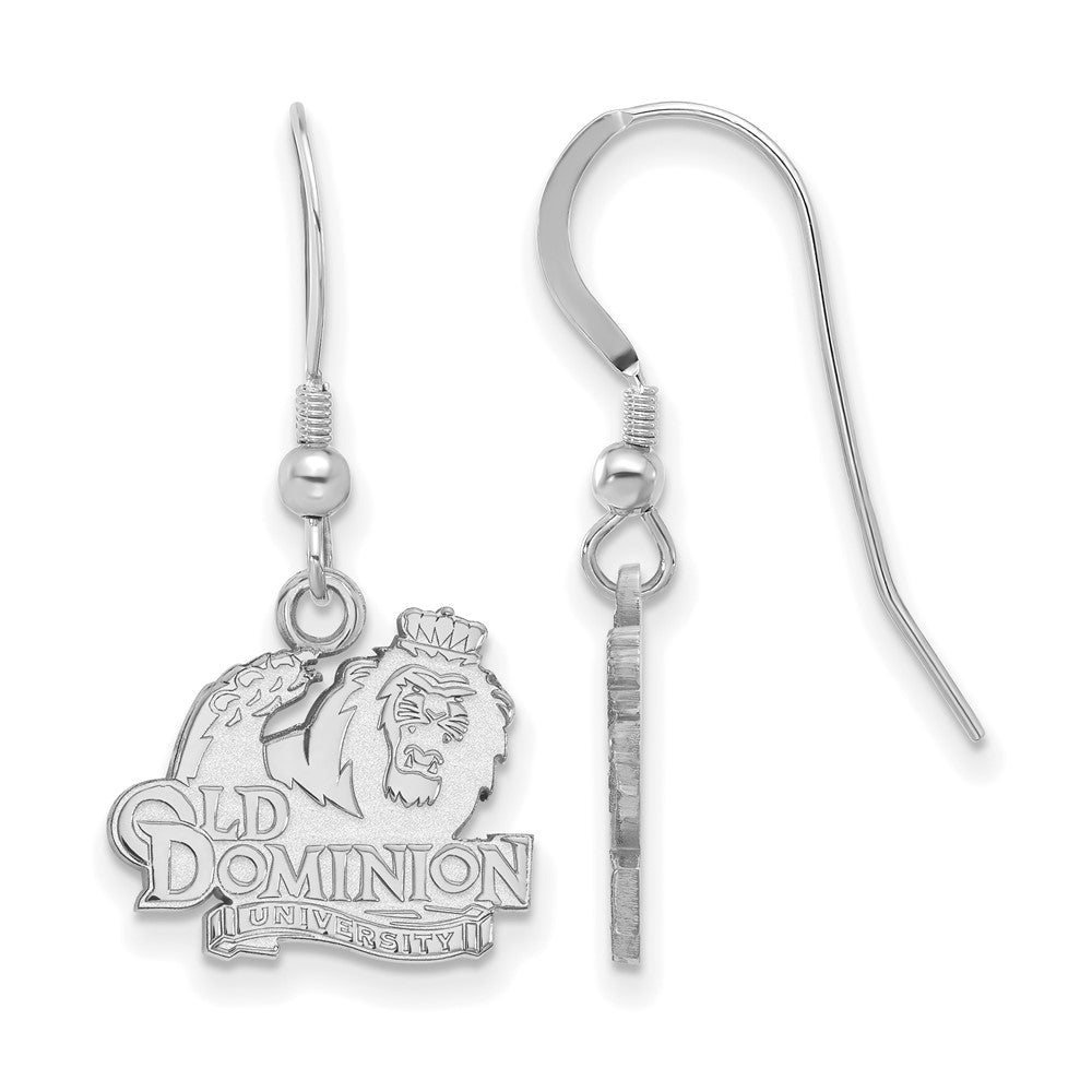 Sterling Silver Rhodium-plated LogoArt Old Dominion University Small Dangle Wire Earrings