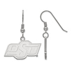 Sterling Silver Rhodium-plated LogoArt Oklahoma State University O-S-U Small Dangle Wire Earrings