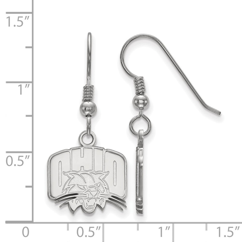 Sterling Silver Rhodium-plated LogoArt Ohio University Small Dangle Wire Earrings