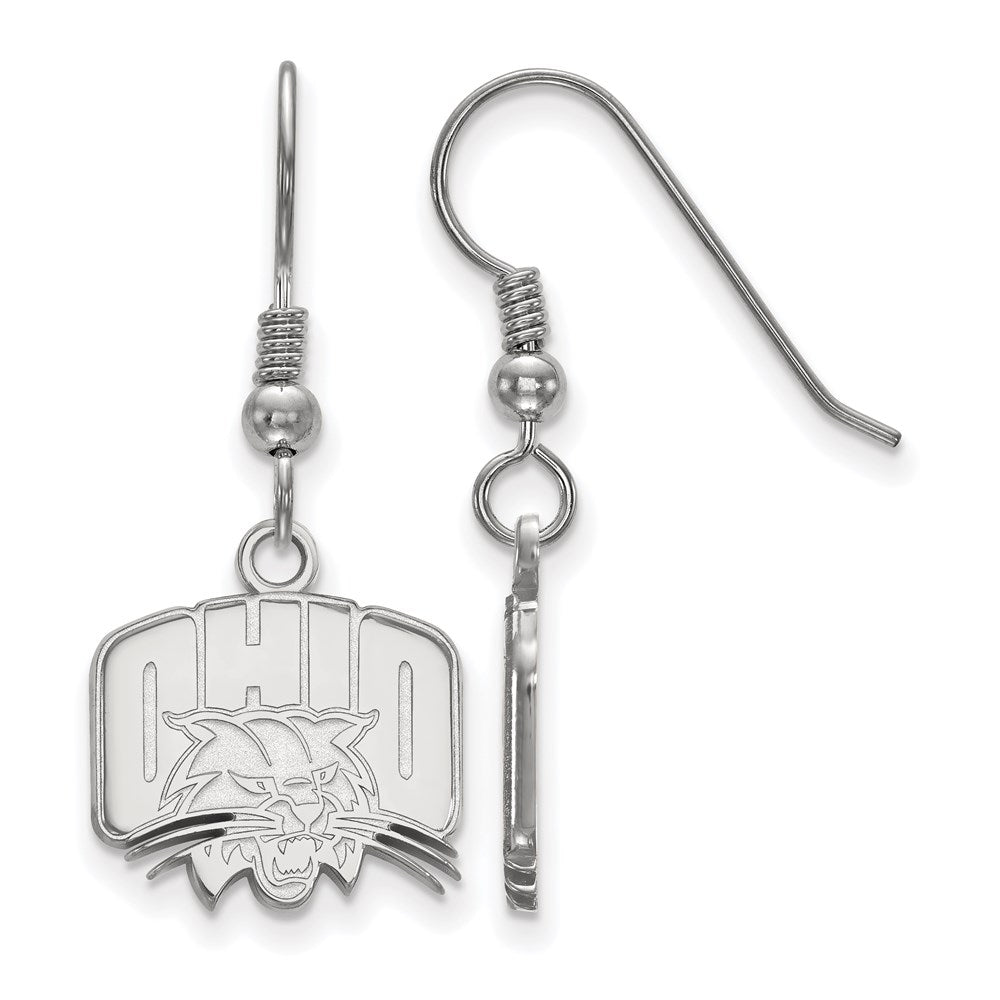 Sterling Silver Rhodium-plated LogoArt Ohio University Small Dangle Wire Earrings