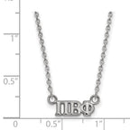 Sterling Silver Rhodium-plated LogoArt Pi Beta Phi Sorority Greek Letters Extra Small Pendant 18 inch Necklace