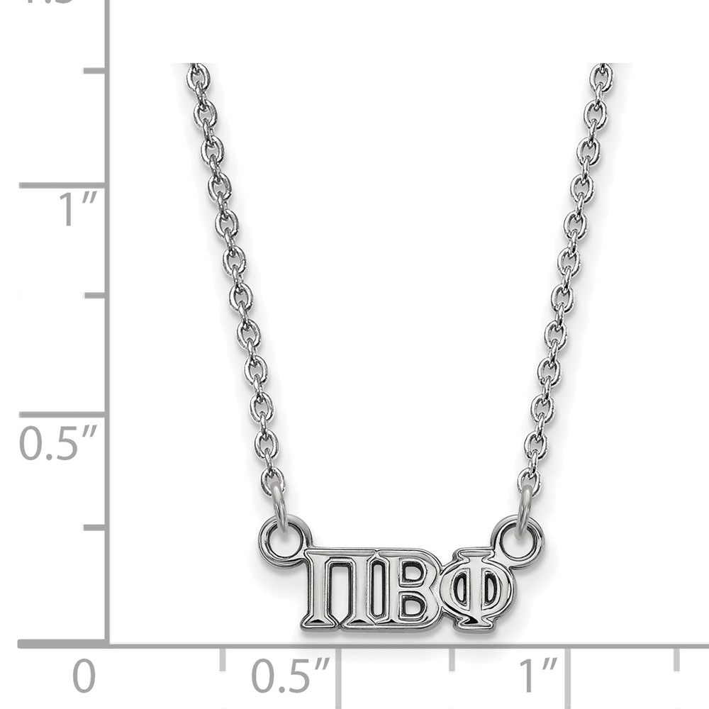 Sterling Silver Rhodium-plated LogoArt Pi Beta Phi Sorority Greek Letters Extra Small Pendant 18 inch Necklace