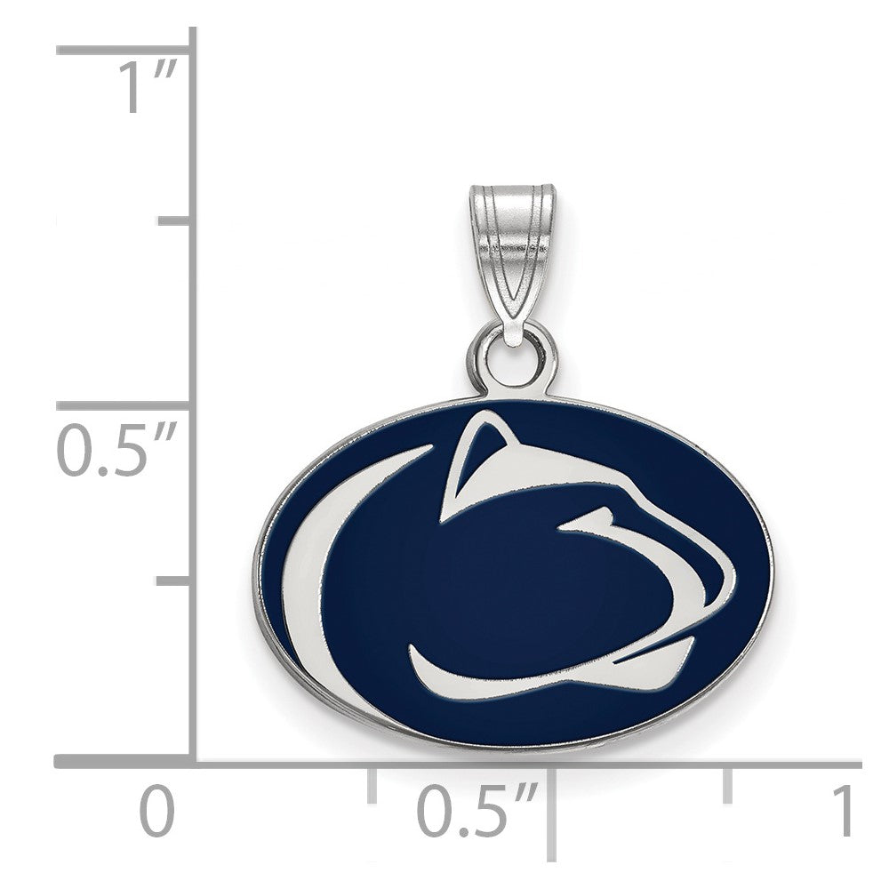 Sterling Silver Rhodium-plated LogoArt Penn State University Lion Small Enameled Pendant