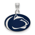 Sterling Silver Rhodium-plated LogoArt Penn State University Lion Small Enameled Pendant