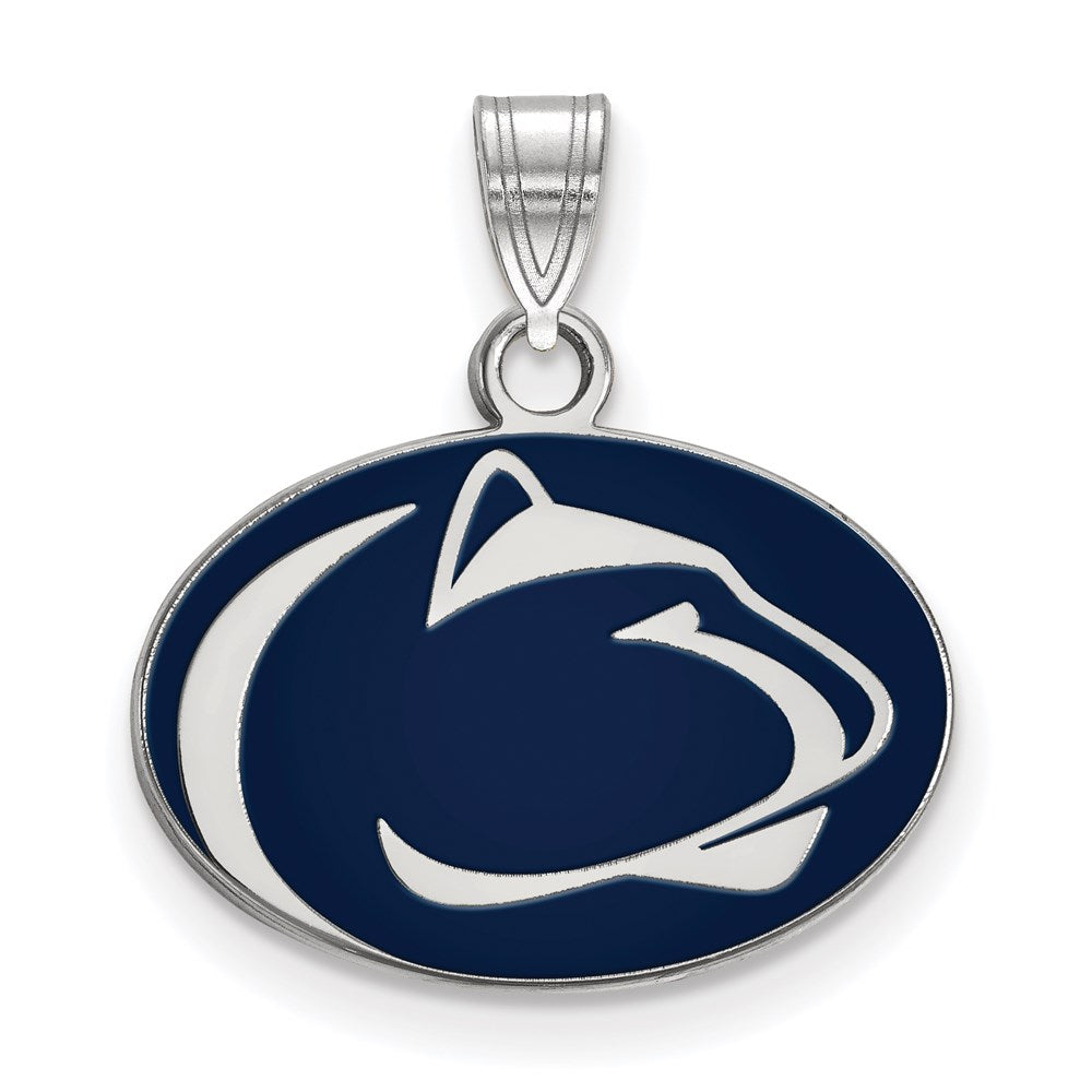 Sterling Silver Rhodium-plated LogoArt Penn State University Lion Small Enameled Pendant