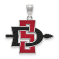 Sterling Silver Rhodium-plated LogoArt San Diego State University Large Enameled Pendant