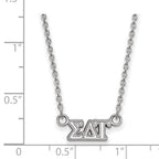 Sterling Silver Rhodium-plated LogoArt Sigma Delta Tau Sorority Greek Letters Extra Small Pendant 18 inch Necklace
