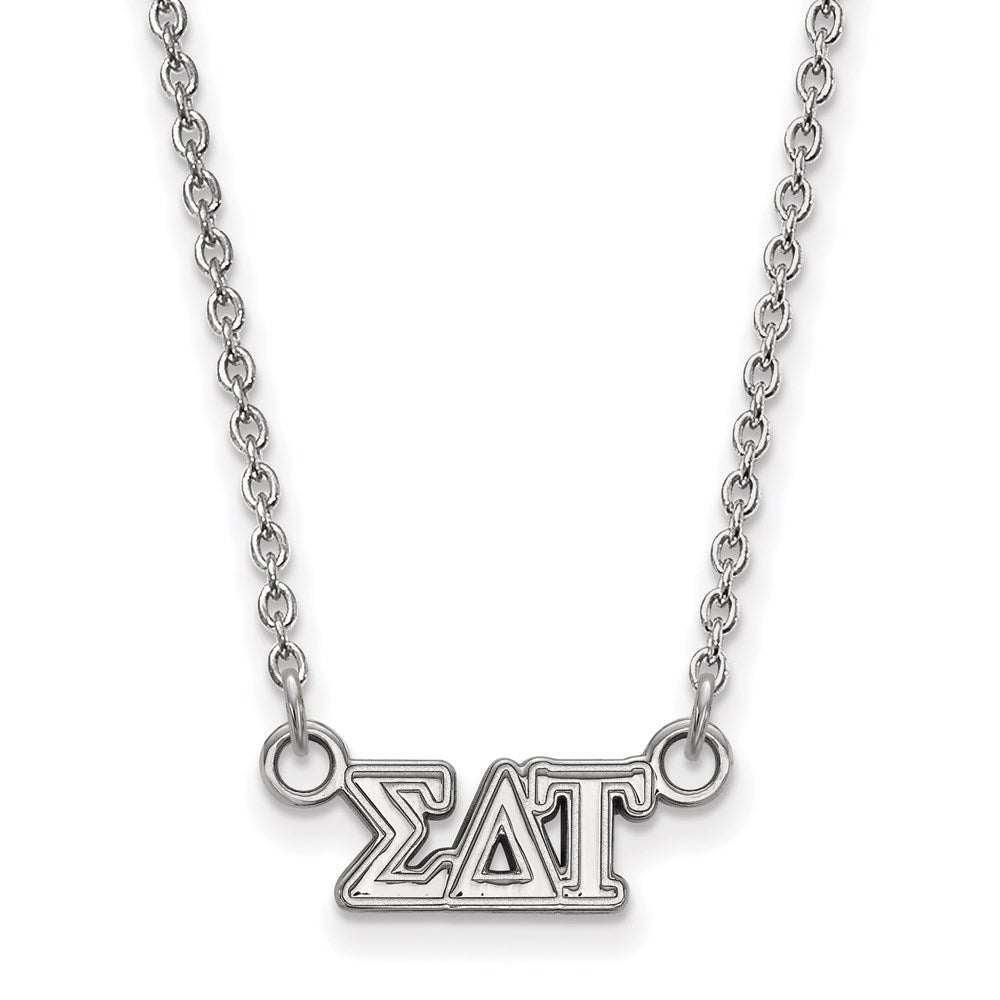 Sterling Silver Rhodium-plated LogoArt Sigma Delta Tau Sorority Greek Letters Extra Small Pendant 18 inch Necklace