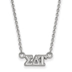 Sterling Silver Rhodium-plated LogoArt Sigma Delta Tau Sorority Greek Letters Extra Small Pendant 18 inch Necklace