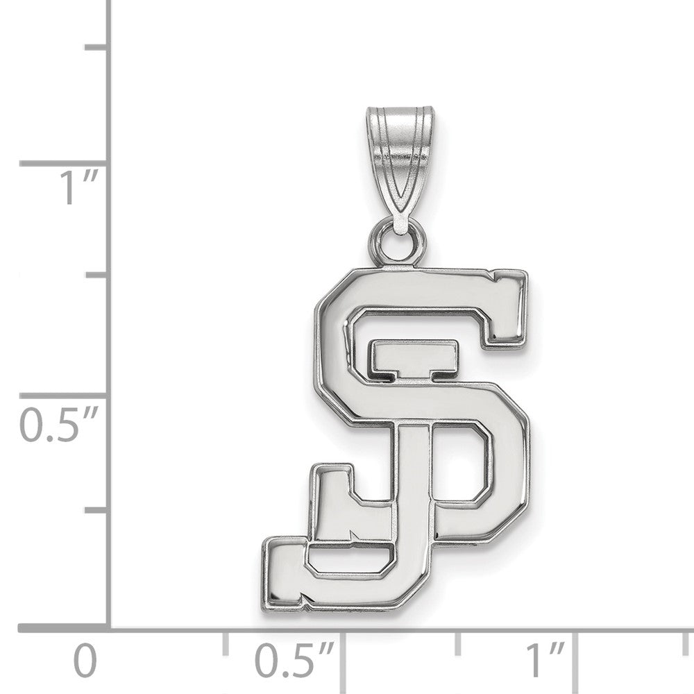 10k White Gold LogoArt San Jose State University S-J Large Pendant