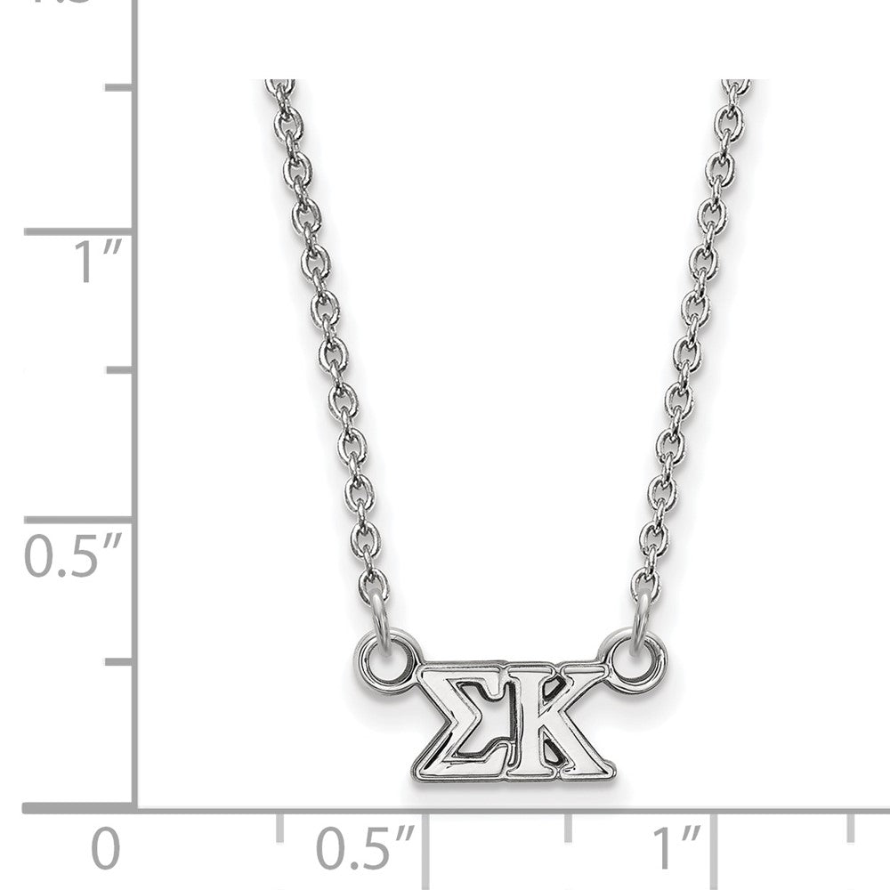 Sterling Silver Rhodium-plated LogoArt Sigma Kappa Sorority Greek Letters Extra Small Pendant 18 inch Necklace