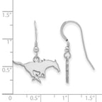 Sterling Silver Rhodium-plated LogoArt Southern Methodist University Mustang Small Dangle Wire Earrings