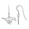 Sterling Silver Rhodium-plated LogoArt Southern Methodist University Mustang Small Dangle Wire Earrings