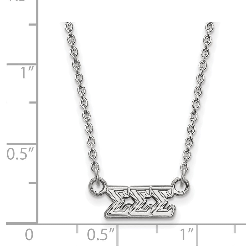 Sterling Silver Rhodium-plated LogoArt Sigma Sigma Sigma Sorority Greek Letters Extra Small Pendant 18 inch Necklace