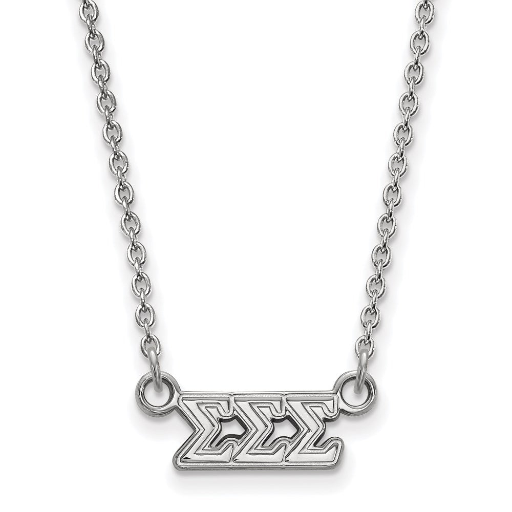 Sterling Silver Rhodium-plated LogoArt Sigma Sigma Sigma Sorority Greek Letters Extra Small Pendant 18 inch Necklace