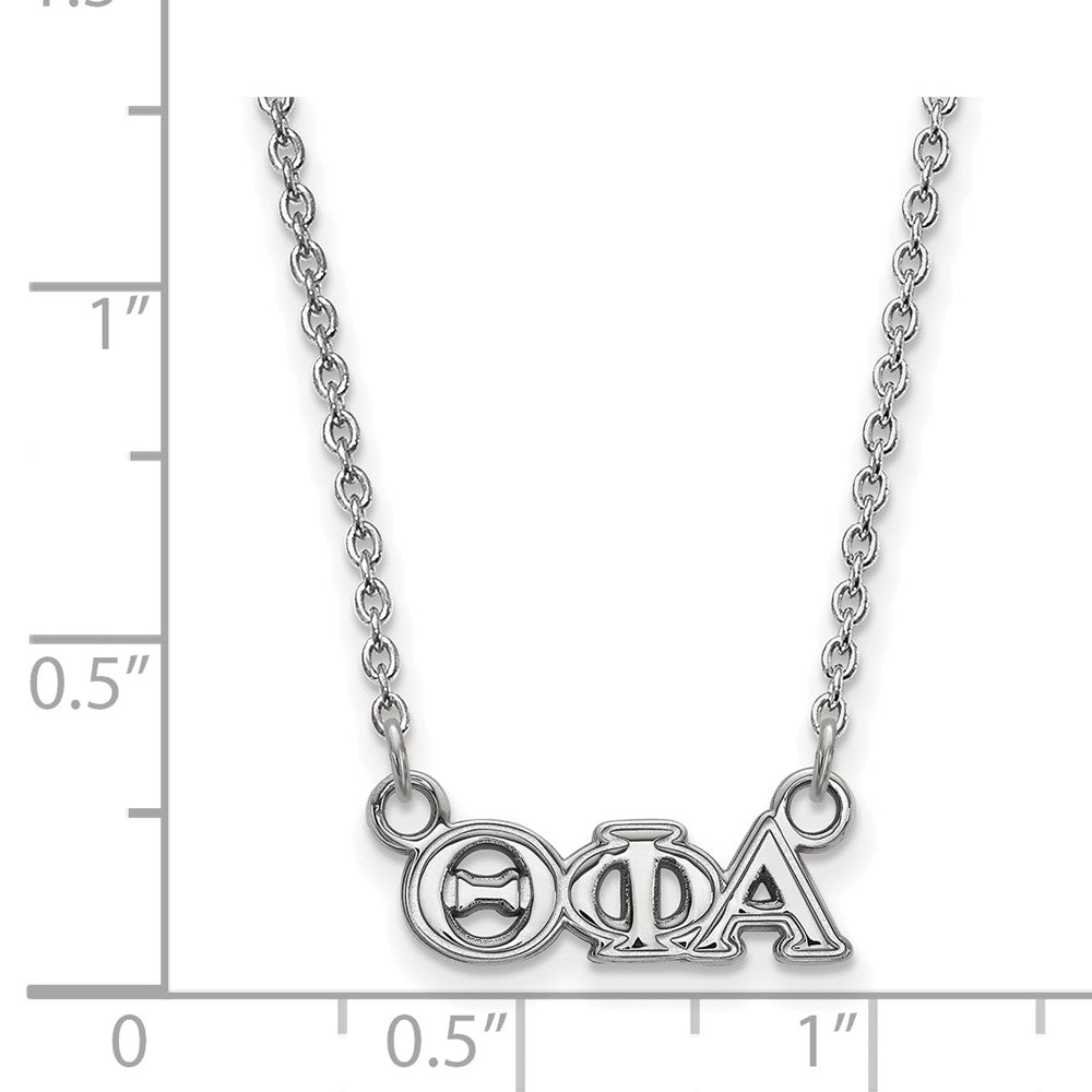 Sterling Silver Rhodium-plated LogoArt Theta Phi Alpha Sorority Greek Letters Extra Small Pendant 18 inch Necklace