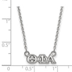 Sterling Silver Rhodium-plated LogoArt Theta Phi Alpha Sorority Greek Letters Extra Small Pendant 18 inch Necklace
