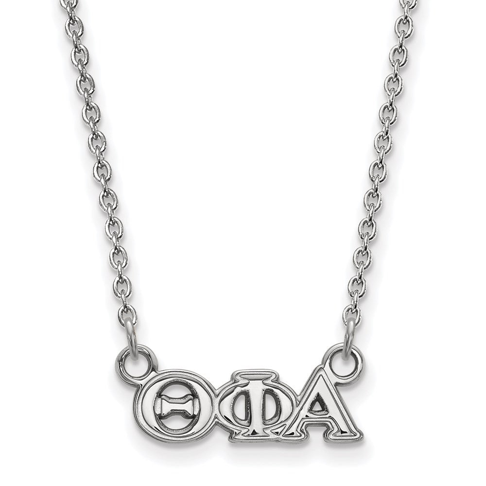 Sterling Silver Rhodium-plated LogoArt Theta Phi Alpha Sorority Greek Letters Extra Small Pendant 18 inch Necklace