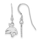 Sterling Silver Rhodium-plated LogoArt Texas State University Bobcat Small Dangle Wire Earrings