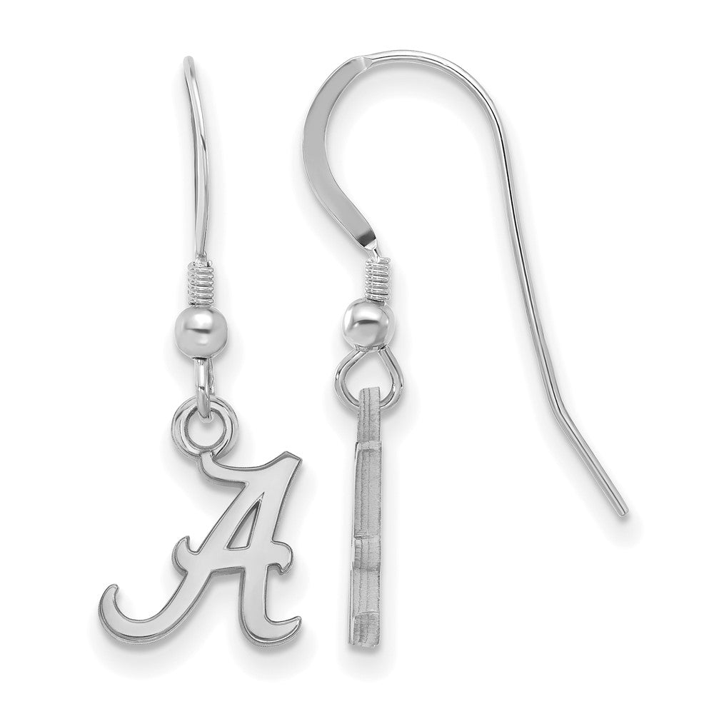 Sterling Silver Rhodium-plated LogoArt University of Alabama Letter A Extra Small Dangle Wire Earrings