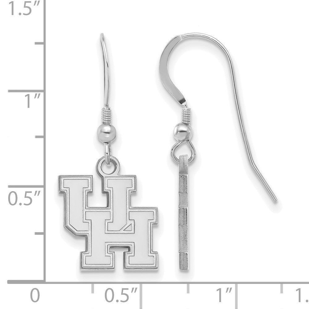 Sterling Silver Rhodium-plated LogoArt University of Houston U-H Small Dangle Wire Earrings