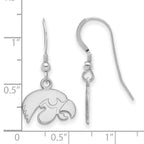 Sterling Silver Rhodium-plated LogoArt University of Iowa Hawk Extra Small Dangle Wire Earrings