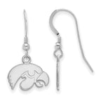 Sterling Silver Rhodium-plated LogoArt University of Iowa Hawk Extra Small Dangle Wire Earrings