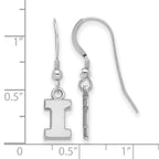 Sterling Silver Rhodium-plated LogoArt University of Illinois Letter I Extra Small Dangle Wire Earrings