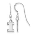 Sterling Silver Rhodium-plated LogoArt University of Illinois Letter I Extra Small Dangle Wire Earrings