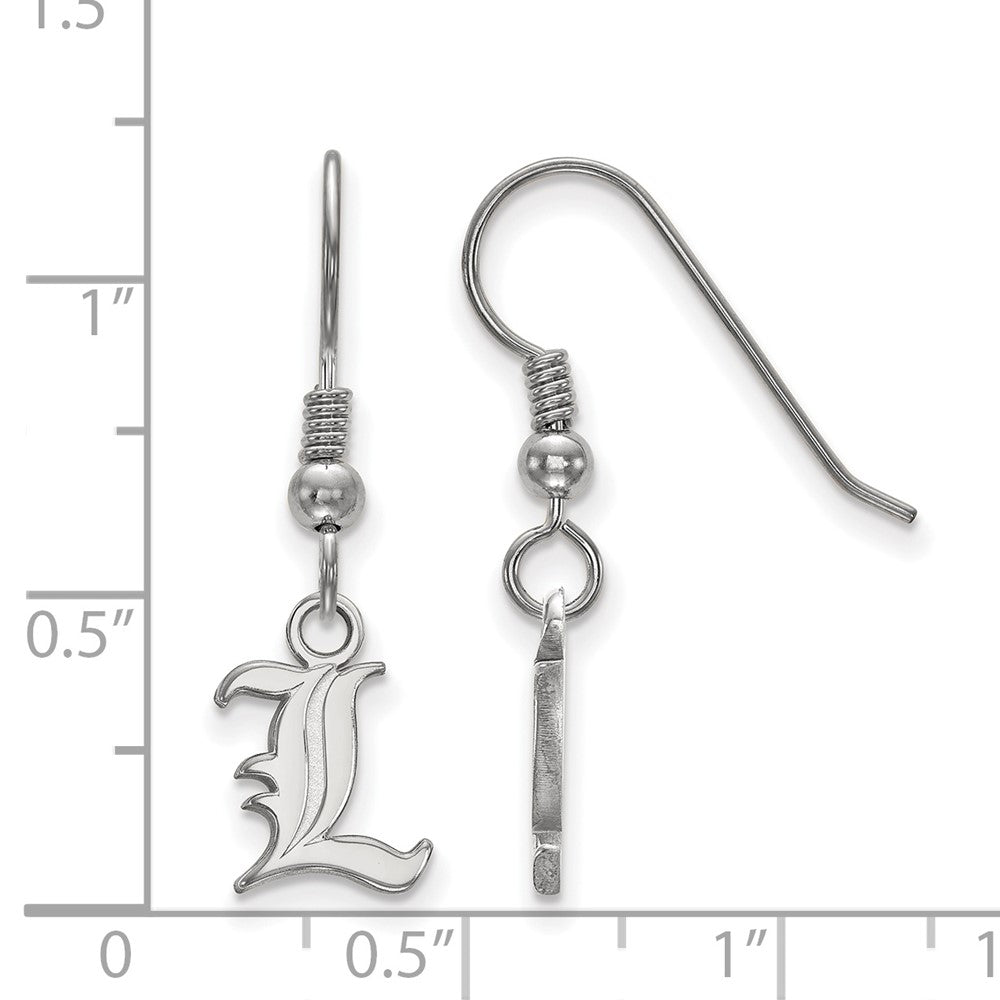 Sterling Silver Rhodium-plated LogoArt University of Louisville Letter L Extra Small Dangle Wire Earrings