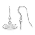 Sterling Silver Rhodium-plated LogoArt University of Mississippi Ole Miss Oval Extra Small Dangle Wire Earrings