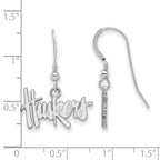 Sterling Silver Rhodium-plated LogoArt University of Nebraska Huskers Small Dangle Wire Earrings